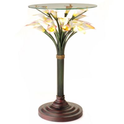 406-220 - Calla Lily LED-Lit Glass Top Table