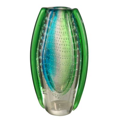 Favrile Art Glass Hand Blown Blue and Green Vase