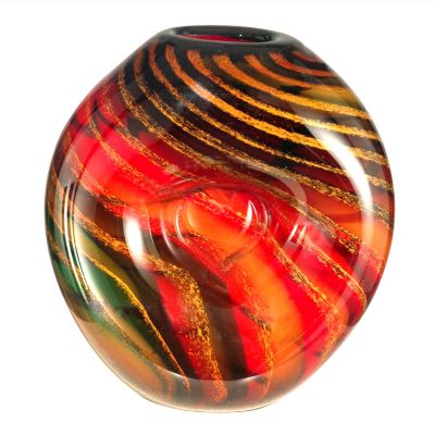 Favrile Art Glass Hand Blown Striped Heart Vase
