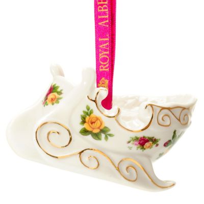 Royal Albert Old Country Rose Figural Holiday Sleigh Ornament