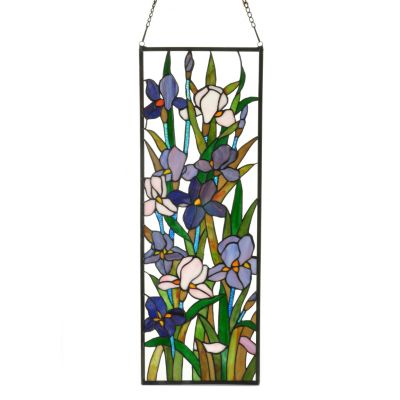 BLOOMING IRIS STAINED GLASS PANEL