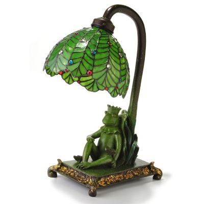 406-384 - Tiffany-Style 18.5'' Frog King Stained Glass Accent Lamp