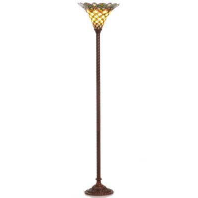 406-404 - Tiffany-Style 69" Arrielle Torchiere Stained Glass Floor Lamp