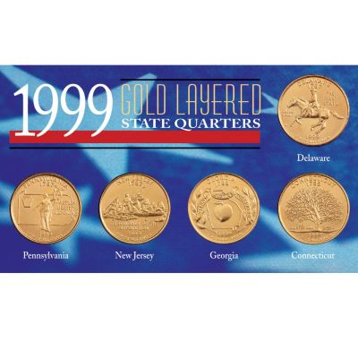 411-608 - 1999 Gold-layered Statehood Five Piece Quarter Set