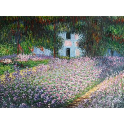 412-149 - Artist's Garden At Giverny By Claude Monet Reproduction  34" X 46" Oil Painting On Canvas