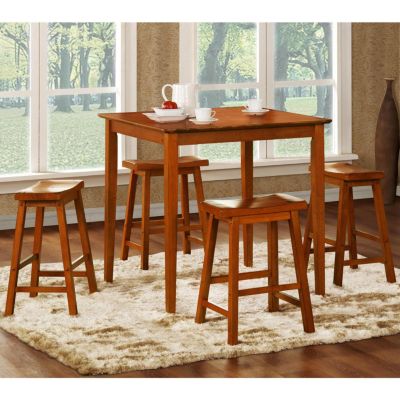 414-360 - HomeBasica Oak Five-Piece Pub Set w/ 24” Stools