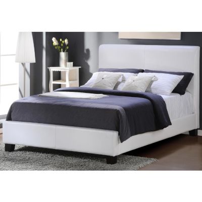  Sizequeen  on Homebasica White Faux Leather Queen Size Bed Shopnbc Com