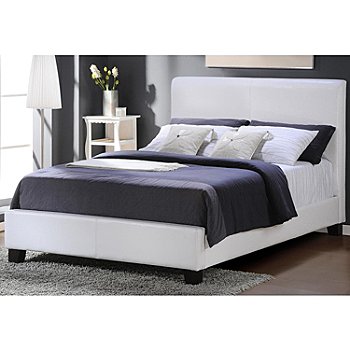  Sizequeen  on Homebasica White Faux Leather Queen Size Bed Shopnbc Com