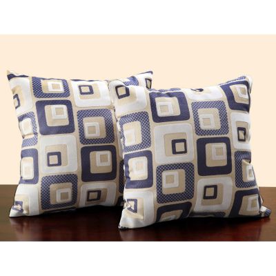 415-902 - HomeBasica Cube Print Navy Blue Throw Pillows Pair 