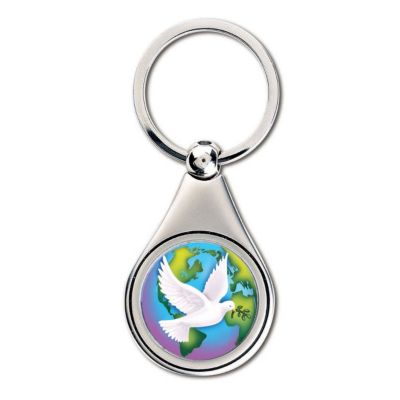 418-068 - Silver-tone Colorized World Peace JFK Half Dollar Keychain