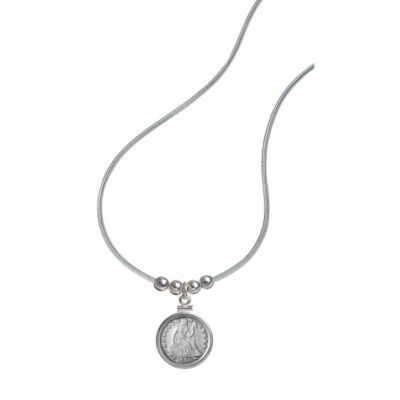 418-094 - Silver Seated Liberty Dime Sterling Bezel Pendant w/ 18" Chain