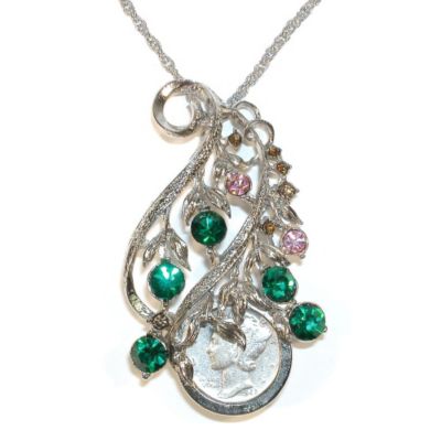 418-126 - Silver Mercury Dime Vine Pendant w/ 24" Chain