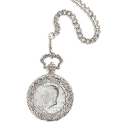 418-144 - John F. Kennedy Bicentennial Half Dollar Pocket Watch w/ Chain