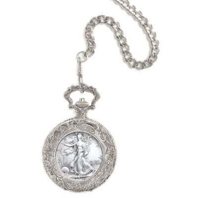 418-145 - Walking Liberty Half Dollar Pocket Watch w/ Chain