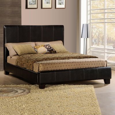 419-010 - Faux Leather King Size Dark Brown Bed