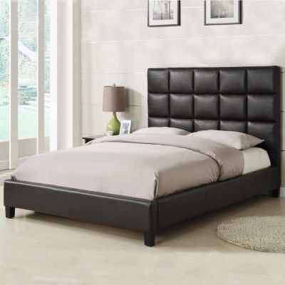 419-055 - Dark Brown Faux Leather Tufted King Size Bed