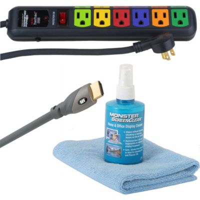 419-627 - Monster HD Starter Kit w/ 8' HDMI Cable, ScreenClean, Cloth & Power Strip 