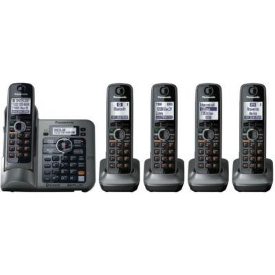 419-787 - Panasonic KX-TG7645M Link-to-Cell Set-of-Five Bluetooth Cellular Convergence Phones 