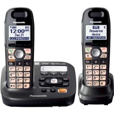 419-793 - Panasonic KX-TG6592T DECT 6.0 Plus Expandable Set-of-Two Digital Cordless Telephones 