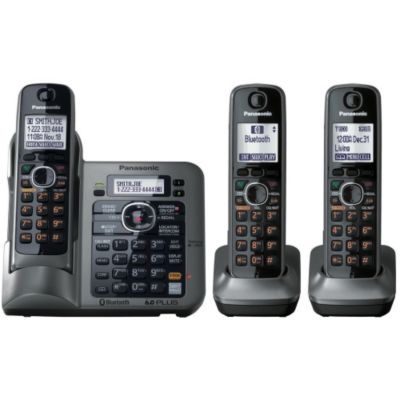 419-809 - Panasonic KX-TG7643M Link-to-Cell Set-of-Three Bluetooth Cellular Convergence Phones