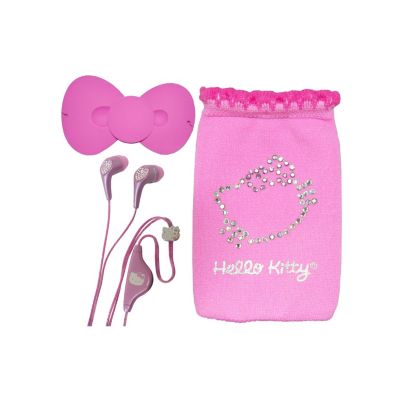 420-106 - Hello Kitty&reg; KT2085 Jeweled Earbud Headphones w/ Pouch