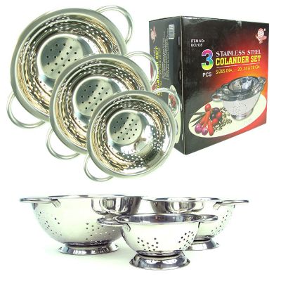 421-062 - Chef Buddy Colanders Three-Piece Stainless Steel Strainer Set
