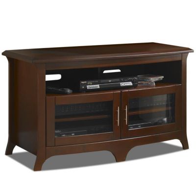 421-794 - TechCraft Wide Curved Front Panel Walnut Finish A/V Cabinet Credenza