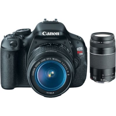 422-102 - CanonEOSRebel T3i SLR Cmra EF-S 18-55 IS II Lens&EF 75-300 f/4-5.6 III Zm Lens