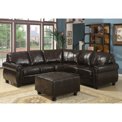 423-366 - Baxton Studio Hammond Brown Leather Sectional Sofa