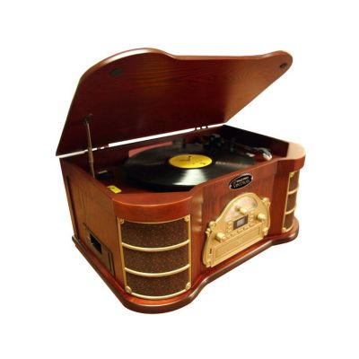 423-390 - Pyle PTCDS2UI Turntable w/ AM/FM Radio, CD, Cassette, USB Recording & iPod Players