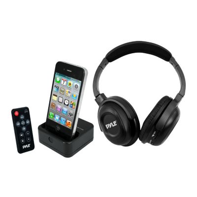 423-422 -  Pyle PIH30R UHF Wireless Stereo Headphones w/ iPhone/iPod Dock Transmitter & Aux Input