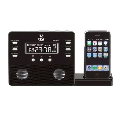 423-449 - Pyle PICL45B iPod/iPhone Alarm Clock Speaker System w/ AM FM Radio & Remote Control