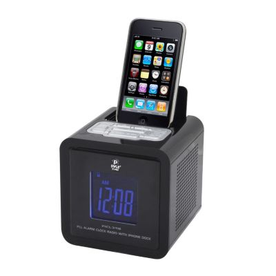 423-466 - Pyle PICL34B iPod/iPhone Clock Radio w/ FM Receiver & Dual Alarm Clock