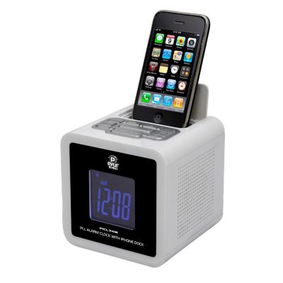 423-468 - Pyle PICL34W iPod/iPhone Clock Radio w/ FM Receiver & Dual Alarm Clock