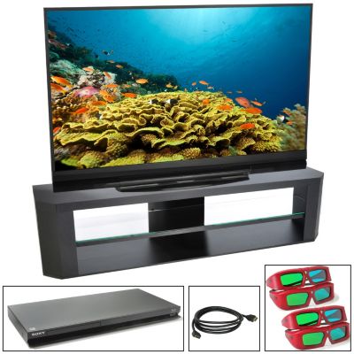 MITSUBISHI 60" W/ 4 3D GLASSES, HDMI CABLE, BLU RAY & STAND
