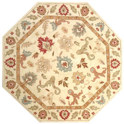 6 X 6 OCTAGON PERSIAN-STYLE HIGH LOW LOOPED WOOL RUG