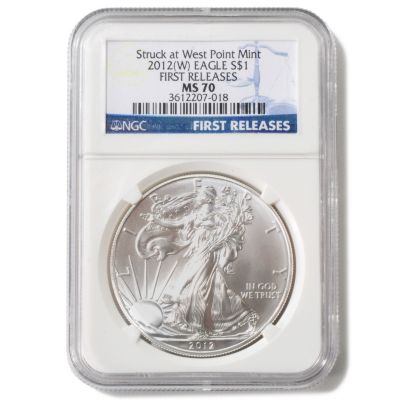 2012 W SILVER EAGLE STRUCK AT WEST POINT NGC MS70 ER STAR LABEL