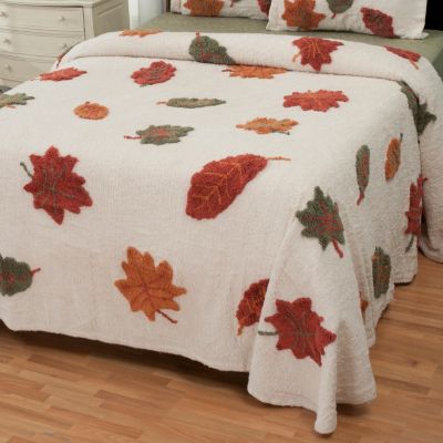 North Shore Linens "Autumn Leaves" Chenille Bedspread