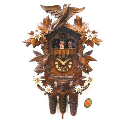 8-DAY CLASSICAL MUSIC DANCERS CUCKOO CLOCK WITH EDELWEISS