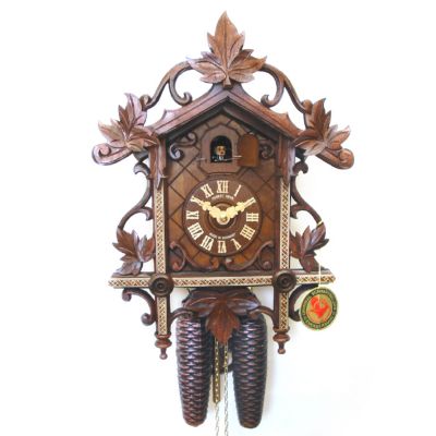 8-DAY WOODEN INLAY CUCKOO CLOCK ANTIQUE STYLE