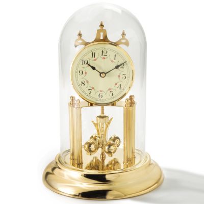 QUARTZ ALL BRASS INCLUDING BACK PLATE AND PENDULUM, GARLAND DIAL