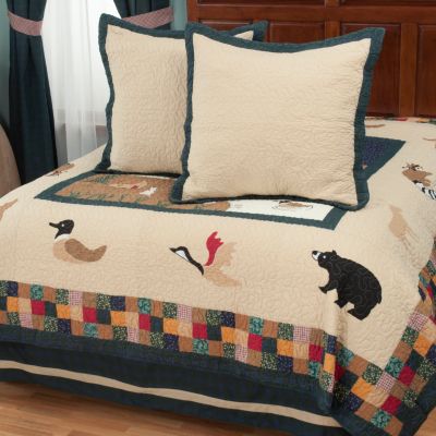 "Bear Mountain" Euro Sham Pair and Bedskirt Set