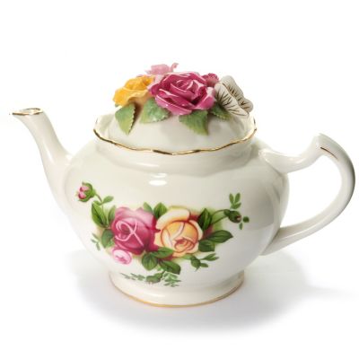 ROYAL ALBERT SCULPTED ROSE FLORAL TEAPOT