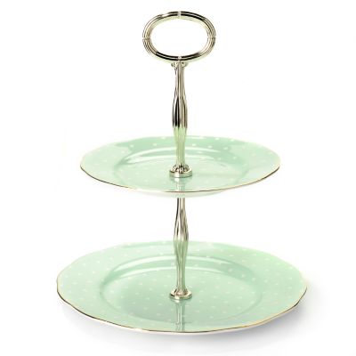 ROYAL ALBERT POLKA ROSE 2-TIER STAND