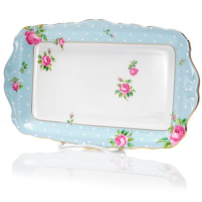 Royal Albert Polka Rose Blue Sandwich Tray