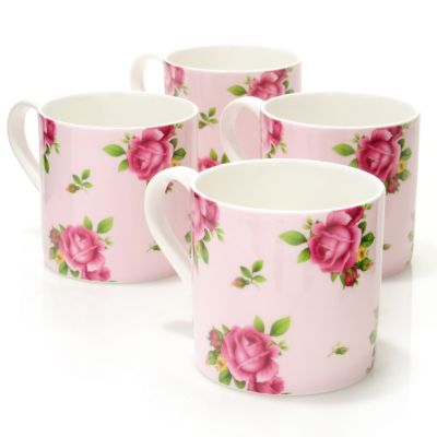Royal Albert New Country Rose set of 4 mugs - Pink