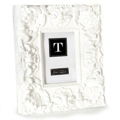 White Mod Ornate 4"X6" Photo Frame - Resin