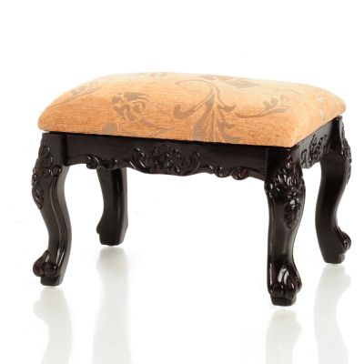 EDWARDIAN HAND CARVED UPHOLSTERED FOOTSTOOL