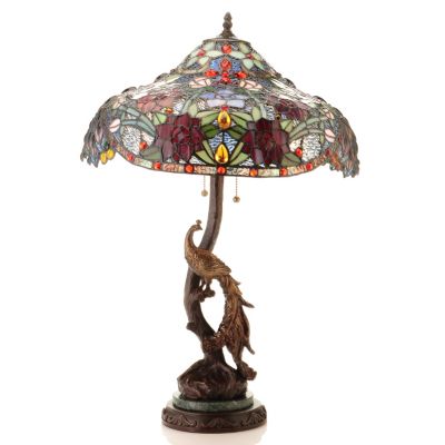 ELEGANT PEACOCK TABLE LAMP WITH MARBLE BASE