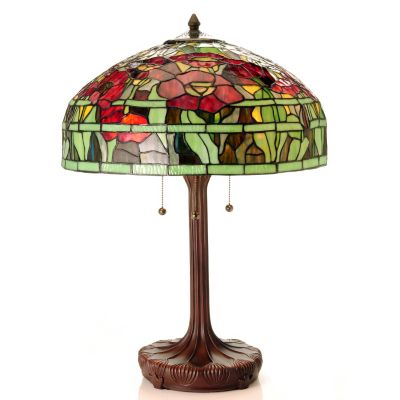 LOUIS COMFORT TIFFANY INSPIRED ORIENTAL POPPY TABLE LAMP